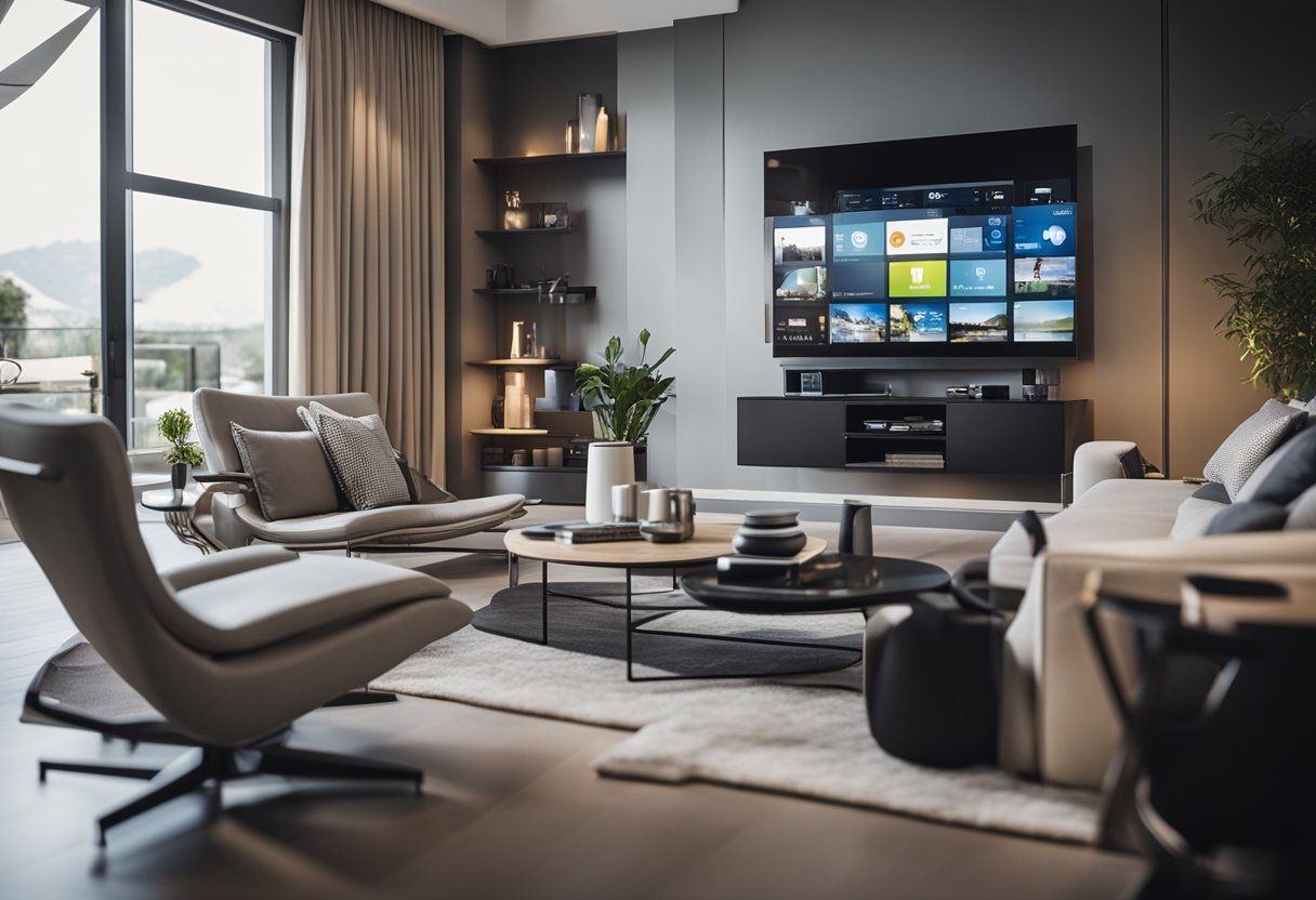 Et moderne hjem med smarte enheter som styrer energibruken